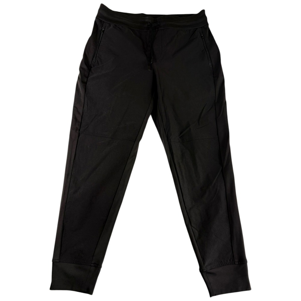 Athleta Jogger Pants Womens 12 Black Stretch Flat‎ Front Drawstring Tapered Leg